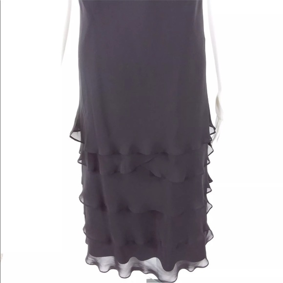 SL Fashions Dress Black Beaded Ruffle Tiered NWOT - Picture 3 of 8